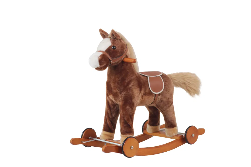 Wholesale Toddler Rocking Chair Trojan Rocking Horse Plush Dolls Wooden Riding Rocking Horse Plush Toys