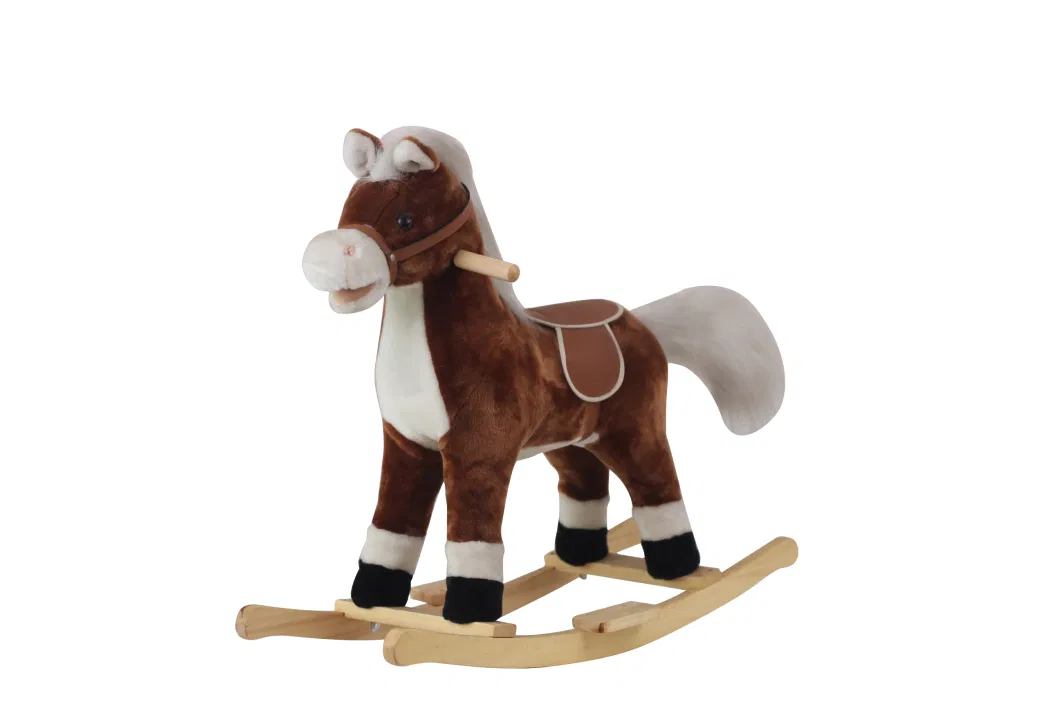 Wholesale Toddler Rocking Chair Trojan Rocking Horse Plush Dolls Wooden Riding Rocking Horse Plush Toys