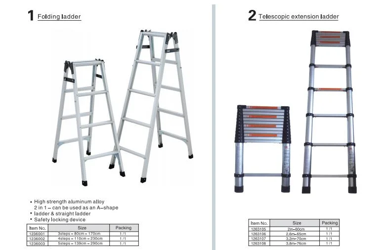 Aluminum Alloy Folding Platform and Ladding Step with High Strength Folding Table