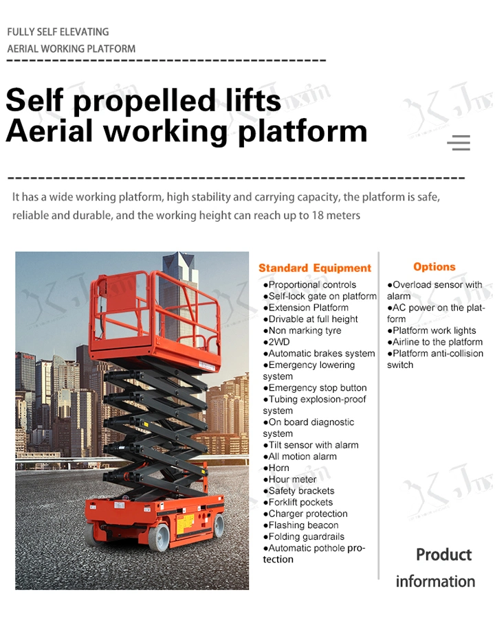 DC or AC Powered Electric Self-Propelled Scissor Lift Access Platform