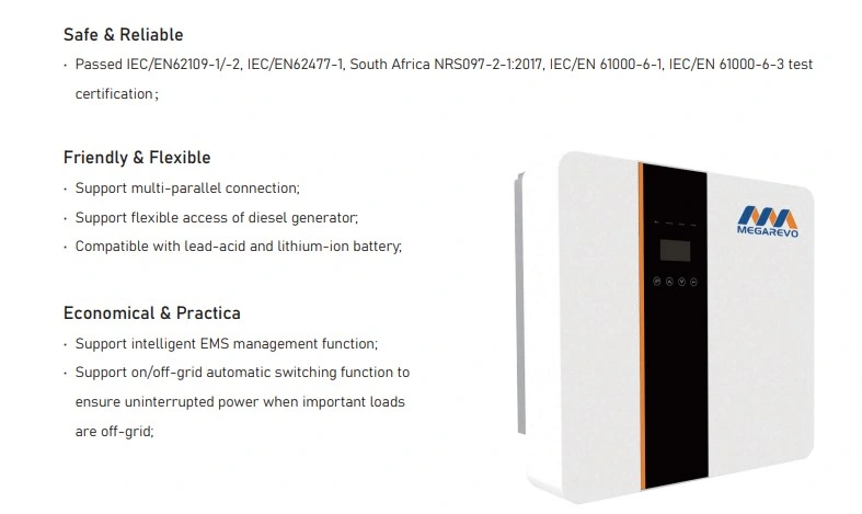 Megarevo 48V Triple Phase Hybrid Inverter 5kw-12kw Energy Storage Inverter