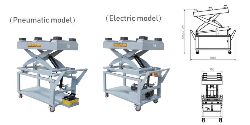 1500kg Pneumatic &amp; Electrical EV Battery Pack Lifting Platform with Max Lifting Height 1720mm
