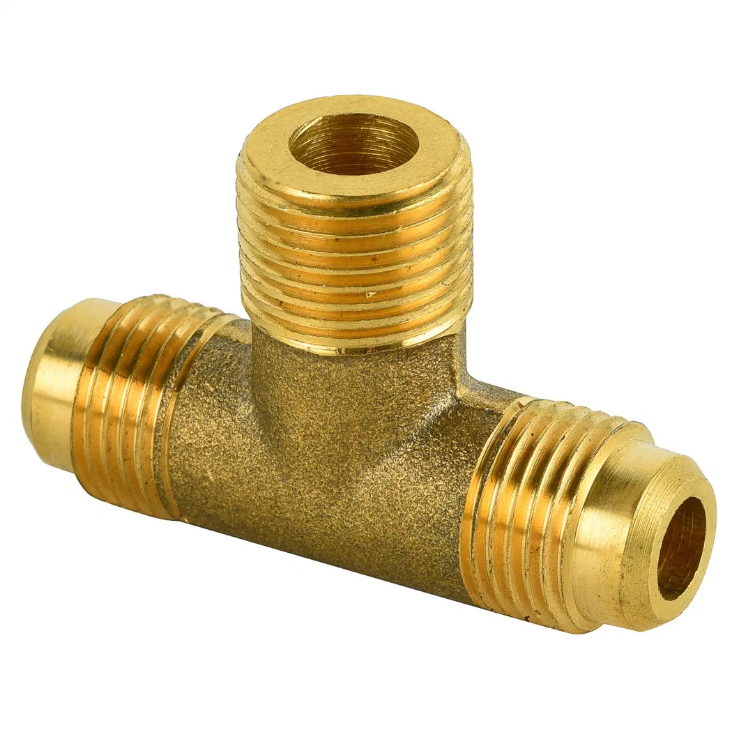 Connector Tee Mpt to 45&deg; Flare to 45&deg; Flare Brass Fitting Adapter