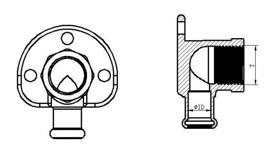 Bronze Fxp &quot;M&quot; Profile Press Elbow Fitting with Flange