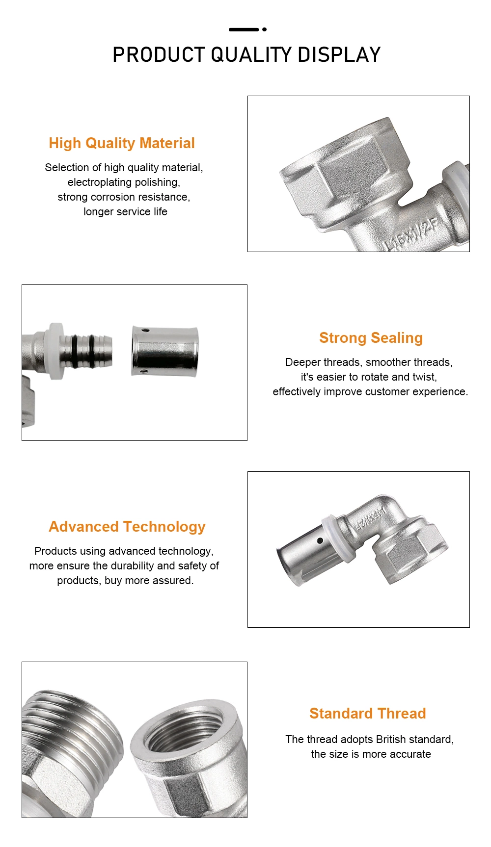 Underfloor Heating Multilayer Pex Fittings 90 Degree Elbow Copper Pipe Press Fitting for The Distribution of Hot and Cold Water