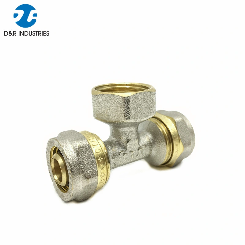 Brass Compression Fittings Copper Tee for Pex Al Pex Pipe