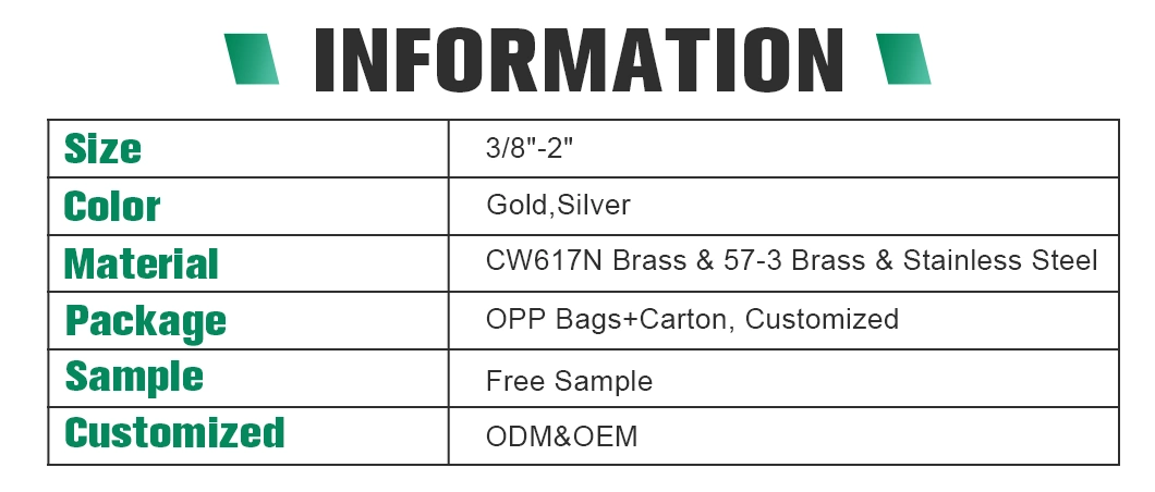 Ifan OEM ODM Pex Fittings Brass Female Male Thread Gas Hose 1/2&quot;-2&quot; Brass Pipe Fittings