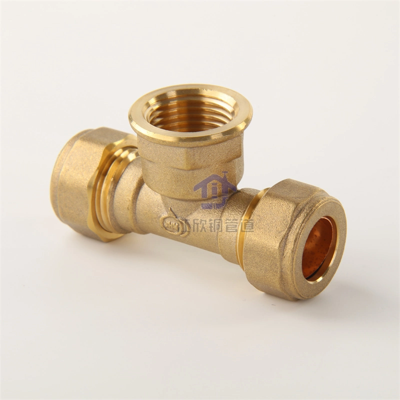 Dzr Brass Tee Compression for Pipe Fitting