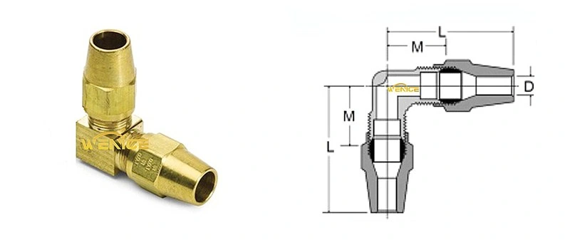 Brass Union Elbow Compression Tubing Fitting Brake Hose Elbow Brass Compression Elbow