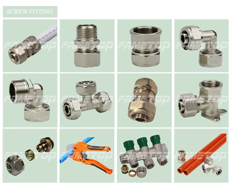 Brass Press Fitting for Pex-Al-Pex Multilayer Pipes Under European Standard (U or TH Jaw) Equal Straight