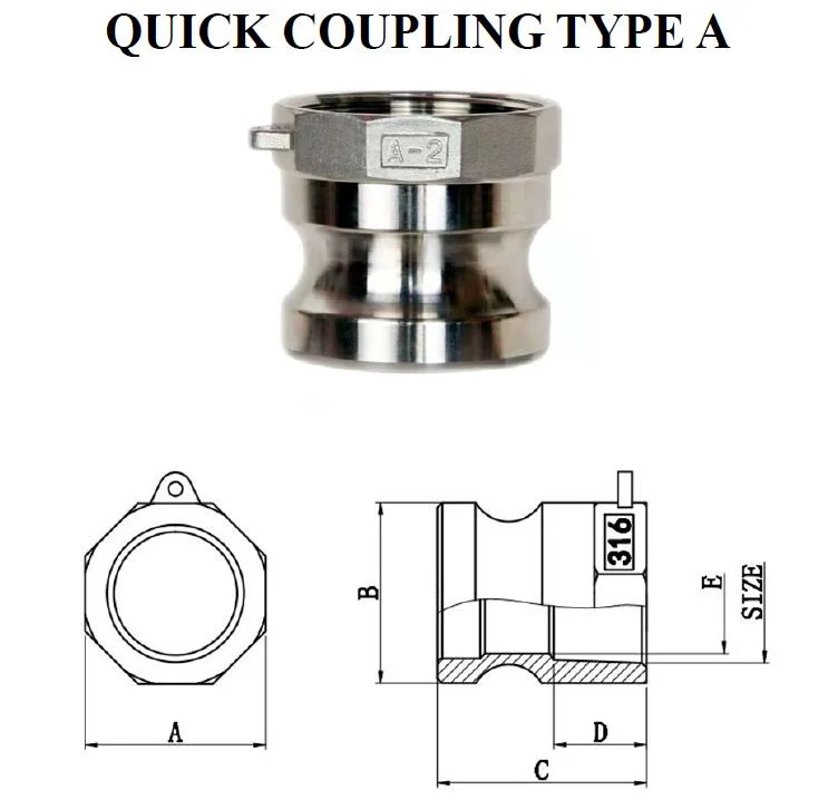 Ss Brass Cam Lock Coupling Clamp Quick Hose Pipe Fitting