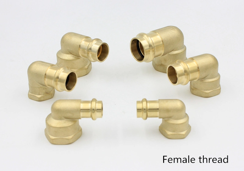 Brass Press Elbow Quick Joint Female Copper Pulmbing V Profile Pipe Fittings