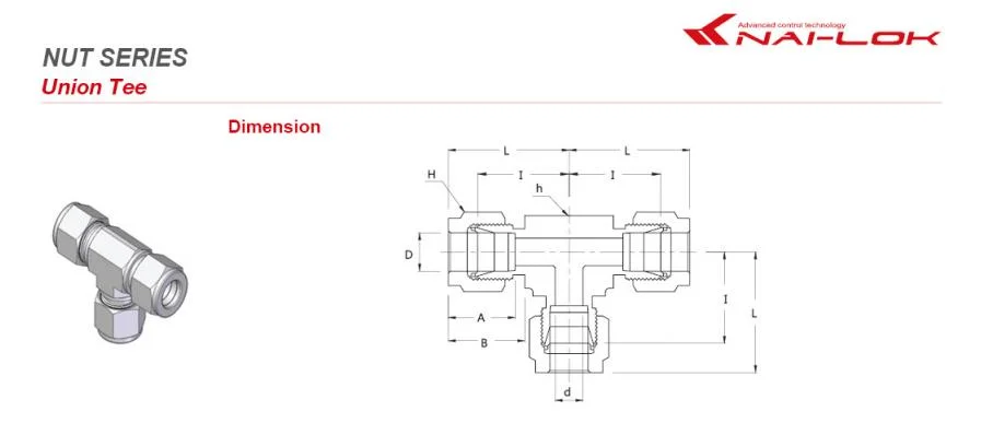 Twin Ferrules Compression Stainless Steel 1 Inch Swagelok Type Tee Tube Fittings