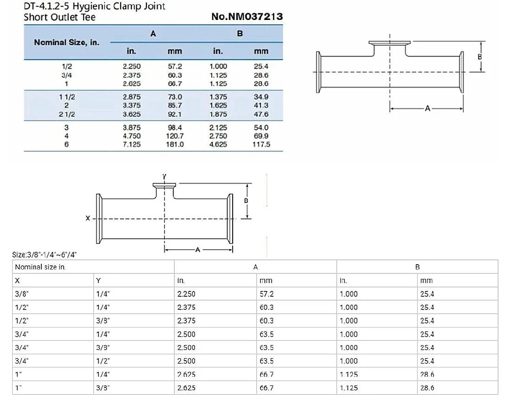 SUS SS304/316L Sanitary Stainless Steel Press Pipe Fitting Equal Tee Clamp Elbow Bend 30/45/60/90/180 Degree Female Casting Equal Welded Quick-Install Y/T Type