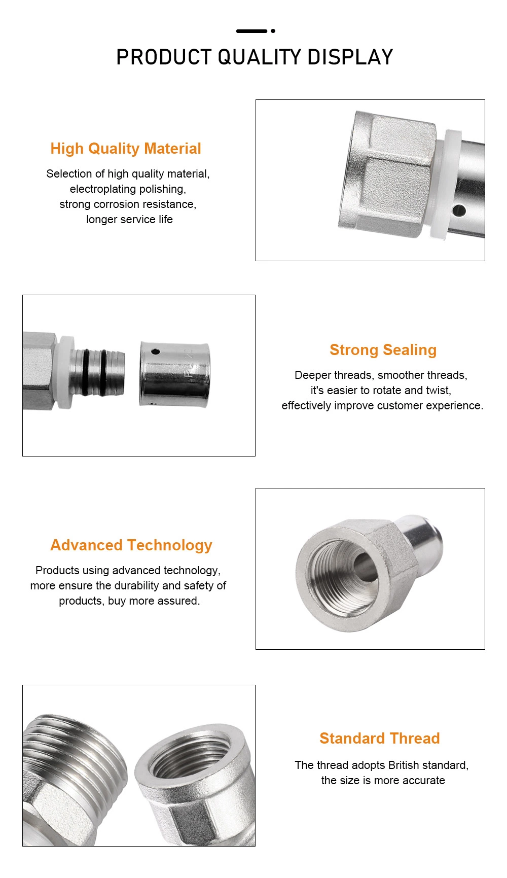 Press Female Coupling Pipe Fittings for Used to Connect Pex Pipe