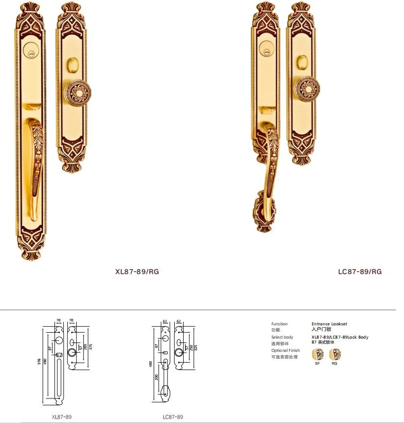 Luxury Beautiful Brass Villa Big Size Door Lock (886-L DYB)