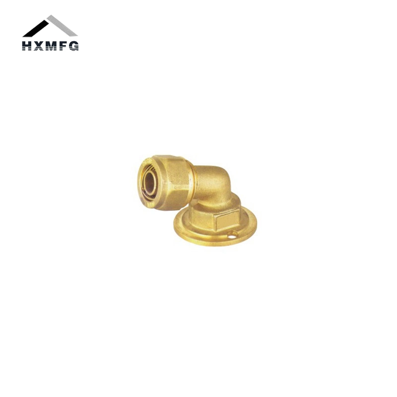 Brass Made Press Compression Fitting Wallplate Elbow for Pex Pipe