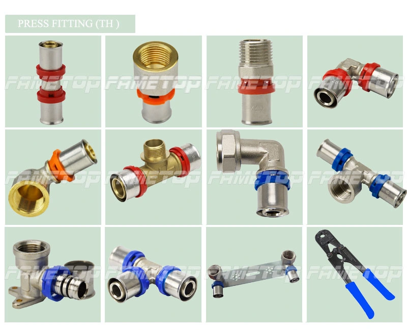 Brass Press Fitting for Pex-Al-Pex Multilayer Pipes Under European Standard (U or TH Jaw) Equal Straight