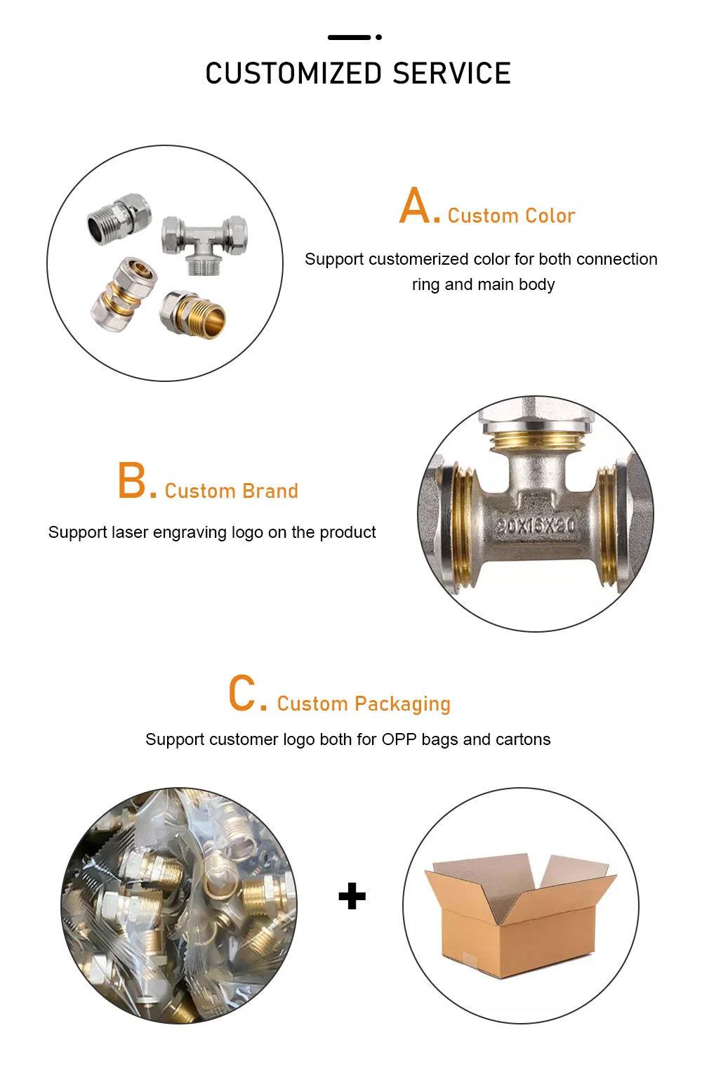 Brass Central Heating Pipe Fitting Brass Compression Tee Fittings Copper Adapter Gas Fittings Brass Fittings for Sizes 1/2 Copper Tube