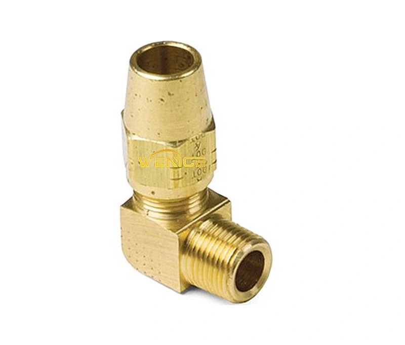 Spot Supply 1/4 Brass Compression Connector Elbow with M (1/8 NPTM) 1/4 Brass Compression Elbow