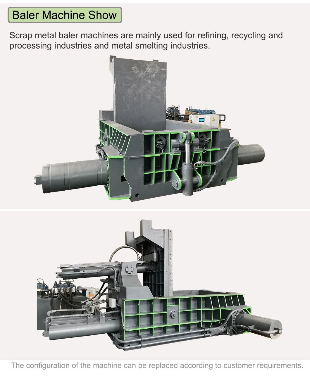 High Quality Scrap Steel Copper Hydraulic Baling Press machine