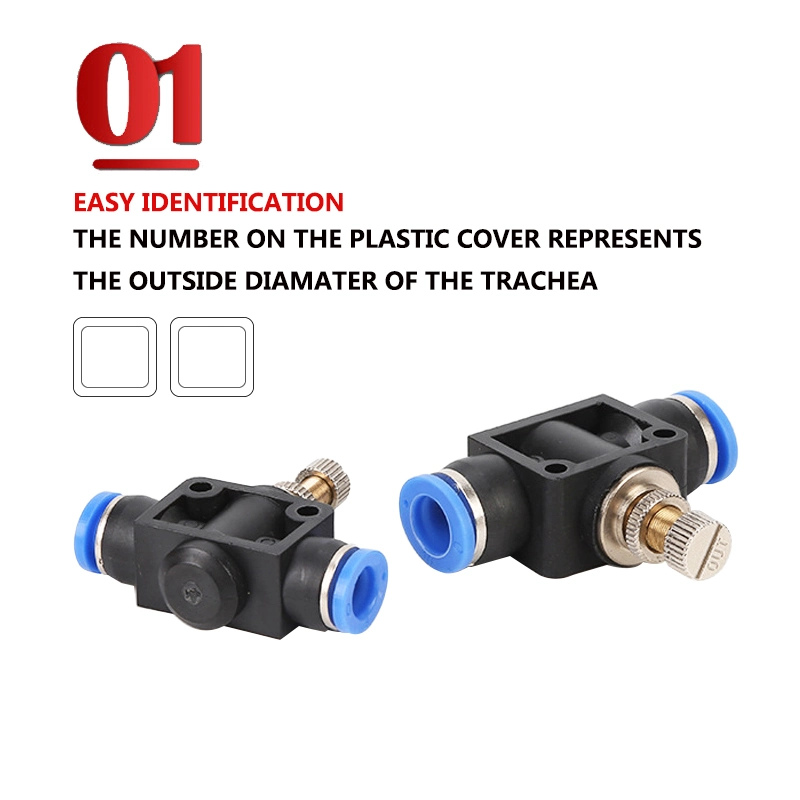 SA Series Pneumatic Compression Pipe Fittings Lsa-4 Lsa-6 Lsa-8 Lsa-10 Lsa-12 Pneumatic Throttle Flow Control Valve