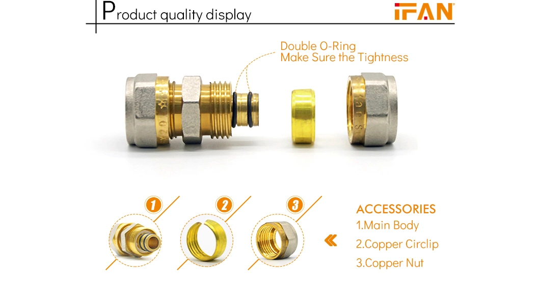 Ifan High Quality 16-32mm Pex Tubing Fitting Customized Equal Brass Compression Fittings