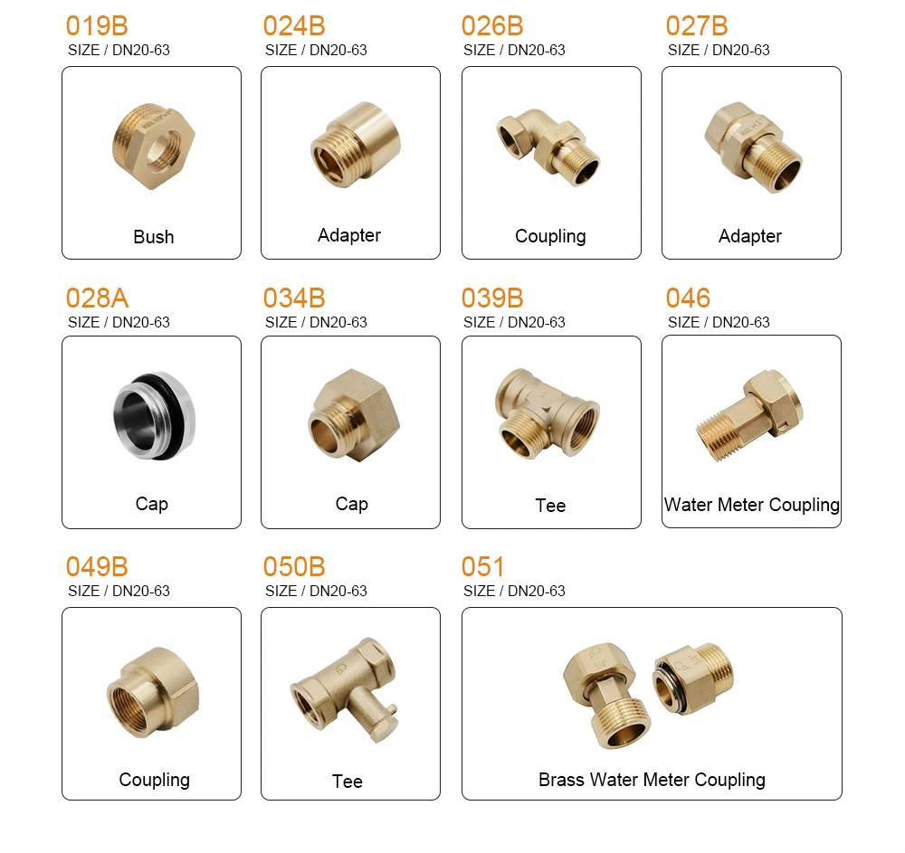 Easily Connection Pex Pipe Copper Fittings Brass Pipe Hose Tube Fitting Brass Compression Fitting for Copper Pipe