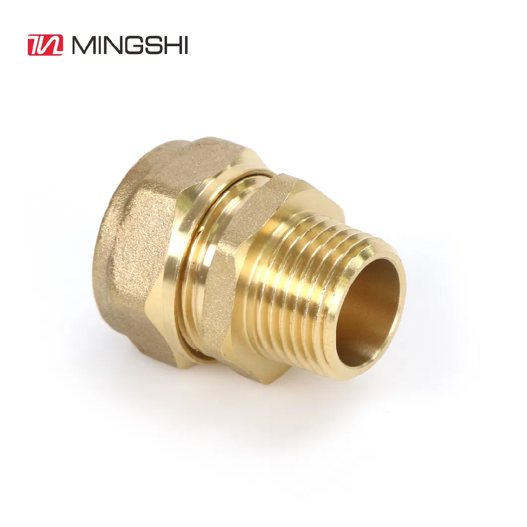 Mingshi Plumbing Materials Underfloor Heating System Watermark/Acs/Aenor/Skz/Cstb/Wras Certified Pex-Al-Pex Fitting Male Straight Compression Brass Fittings