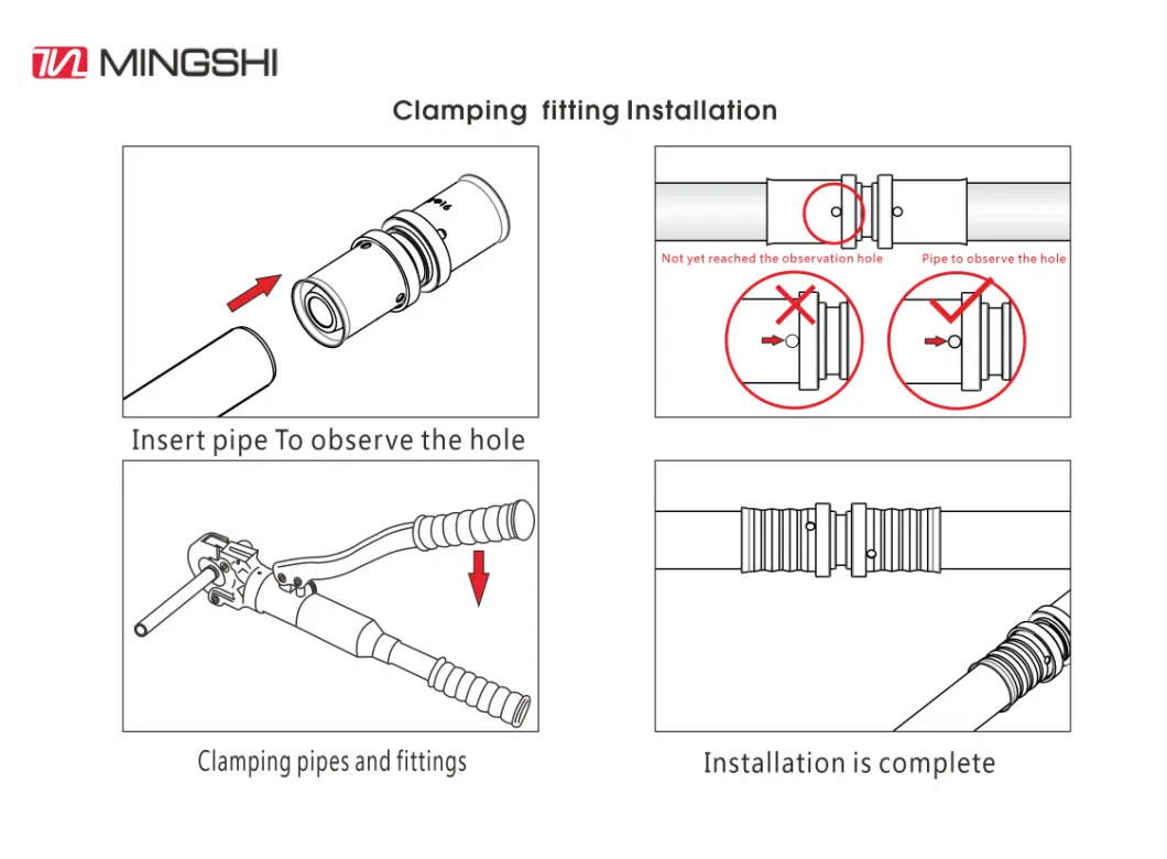 Mingshi Factory Best Quality Brass Copper Press Fitting for Gas System with Wras Certificate