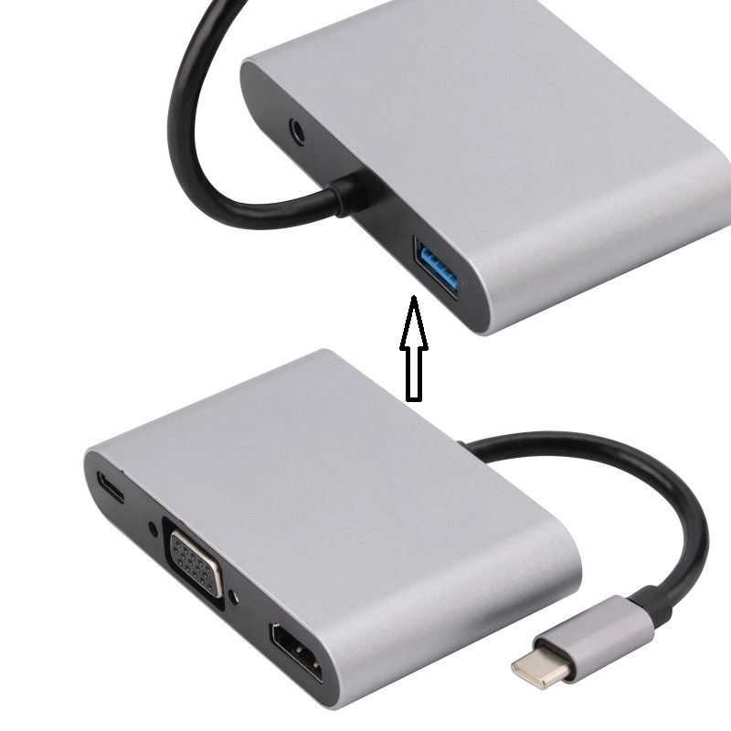 USB C to HDMI+VGA+Pd+USB3.0+Audio Hub