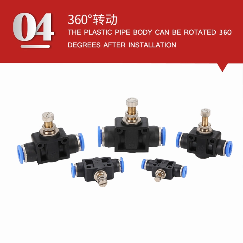 SA Series Pneumatic Compression Pipe Fittings Lsa-4 Lsa-6 Lsa-8 Lsa-10 Lsa-12 Pneumatic Throttle Flow Control Valve