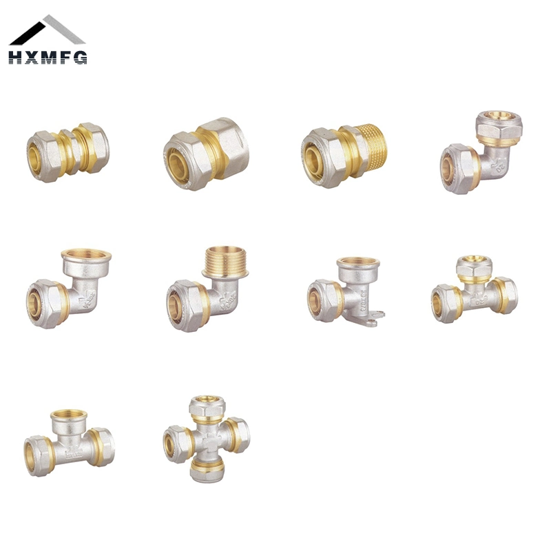 Compression Brass Female Equal Tee for Mulitiplayer Pipe