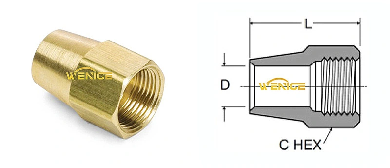 Brass Compression Flare Nut for Brass Long Flare Nut with High Quality