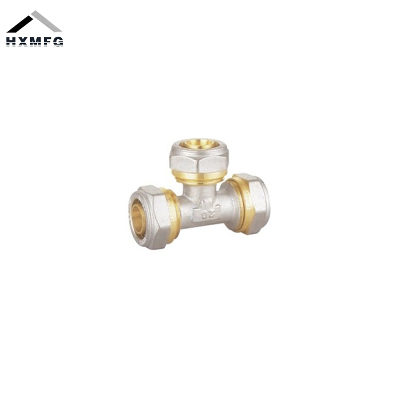 Compression Brass Female Equal Tee for Mulitiplayer Pipe