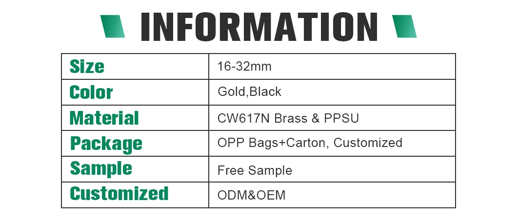 Ifan Pex Pipe Fittings Brass Full Fittings 16-32mm Pex Slide Fittings