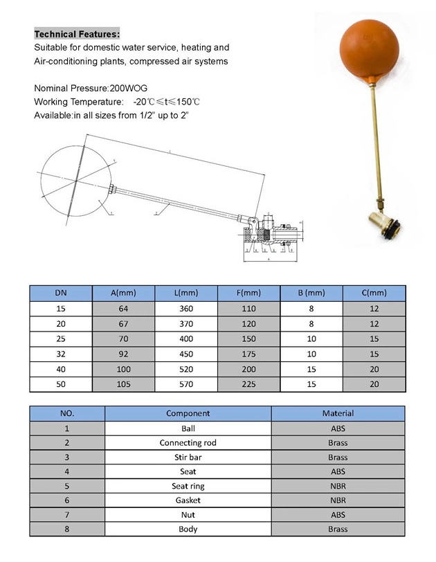 4 Inch Stainless Steel SS304 316 1 Piece Thread Manual Control Water Tank 2-Way Ball Float Valve Pn16