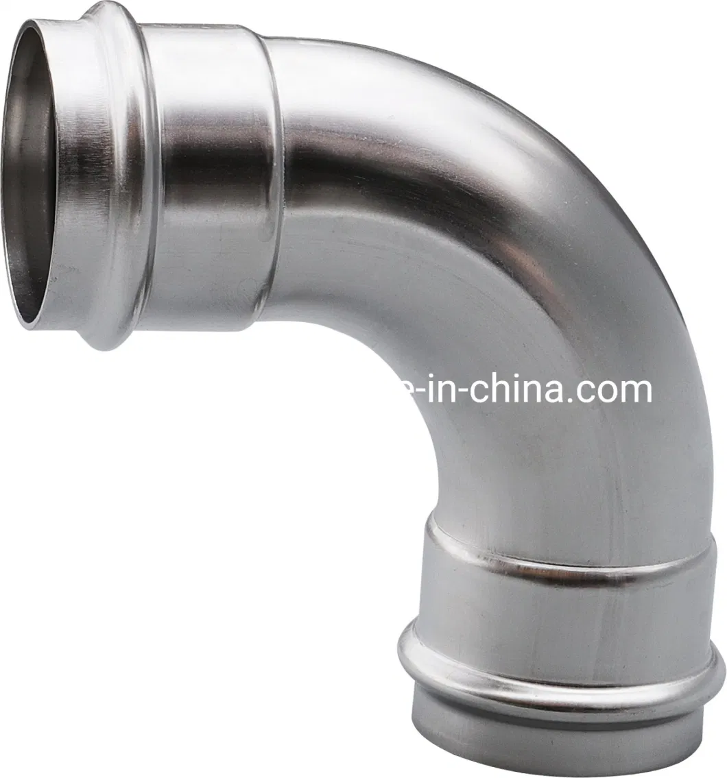 90 Degree V Profile Equal Elbow Stainless Steel Pipe Press Fitting