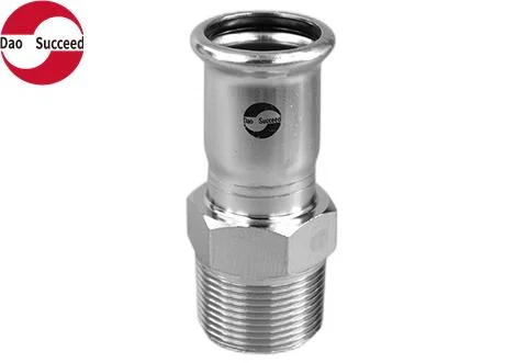 Single Press Fittings External Thread Equal Coupling Press Fit Fittings Pipe Stainless Steel Material 304/316