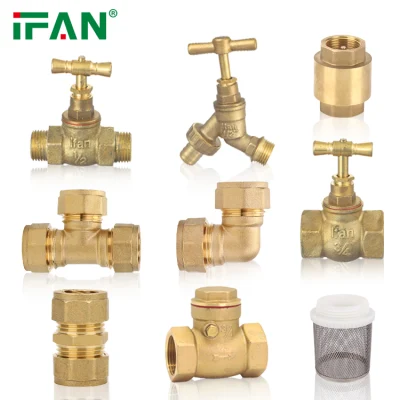 IFAN todo tipo de cobre Conexión de compresión válvulas de latón roscado de cobre Conexiones de fontanería