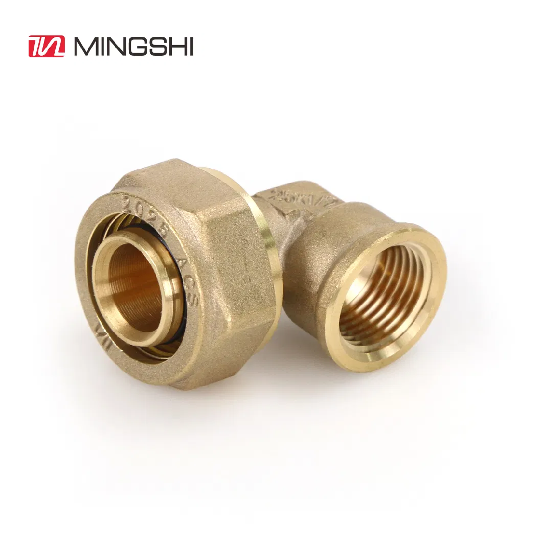 Plumbing Nickel Plated Brass Compression Fitting for Multilayer Pex-Al-Pex Water and Gas Pipe-Female Elbow