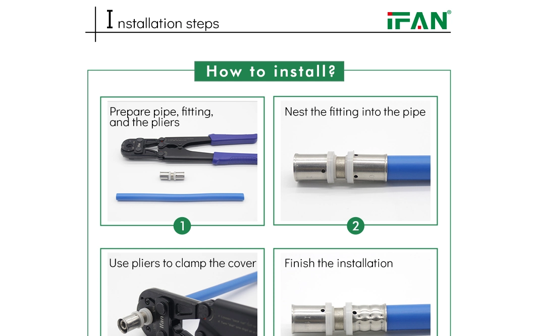 Ifan Customized Pex Pipe Press Fit Fittings Plumbing Material Brass Press Fitting