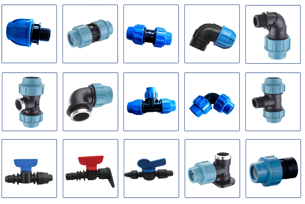 Hot Sale Free Sample Plastic Pipe Fittings Irrigation Drip System PP Compression Fittings Pn16 20-110mm