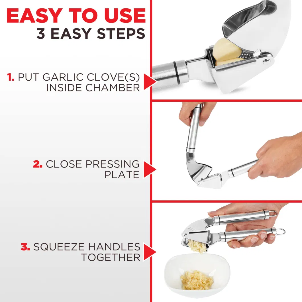 Keyo Squeeze Handle Kitchen Accessories Premium Stainless Steel Garlic Press