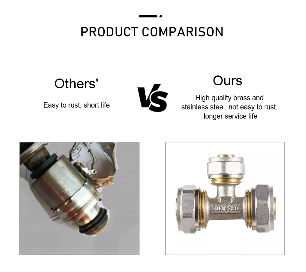 15mm Reducing Tee Equal Brass Compression Fitting for Plumbing