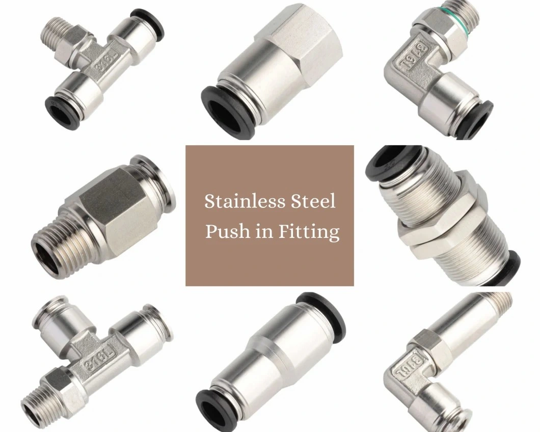 Heavy Stainless Steel Thread Press to Connect Pneumatic Air Tube Fitting