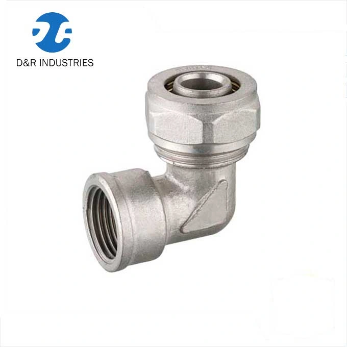 Brass Cut Ring Nickel Plating Compression Fitting Elbow for Pex Pipe