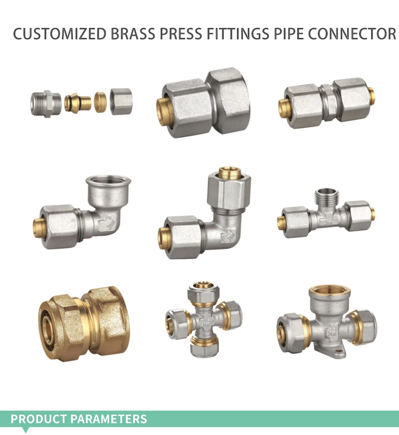 Coupling Connector Copper 1/2- 3/4-1 Compression Fitting Pex Brass Fitting for Pex-Al-Pex Pipe