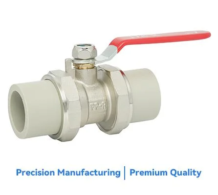 D&R Economical Hot-Selling Models OEM Welding Connected Plastic PPR Union Brass Ball Valve with Red Handle