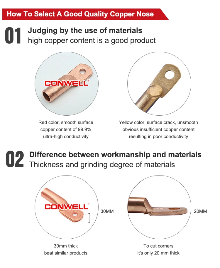 Copper Terminal Connector Compression Tubular Two Hole Cable Lug